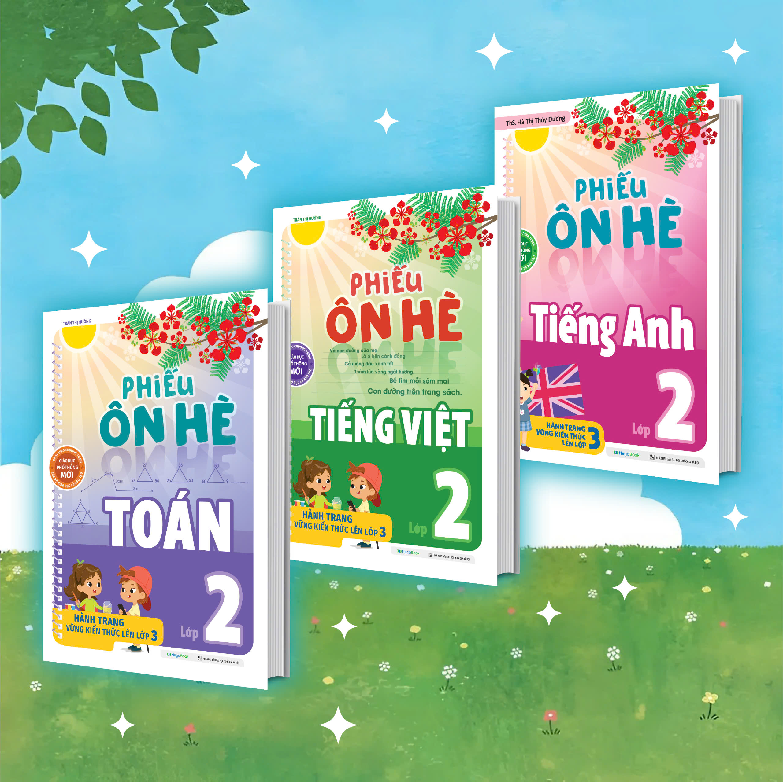 Combo Phiếu Ôn Hè Toán - Tiếng Việt - Tiếng Anh Lớp 2 (3 Cuốn)