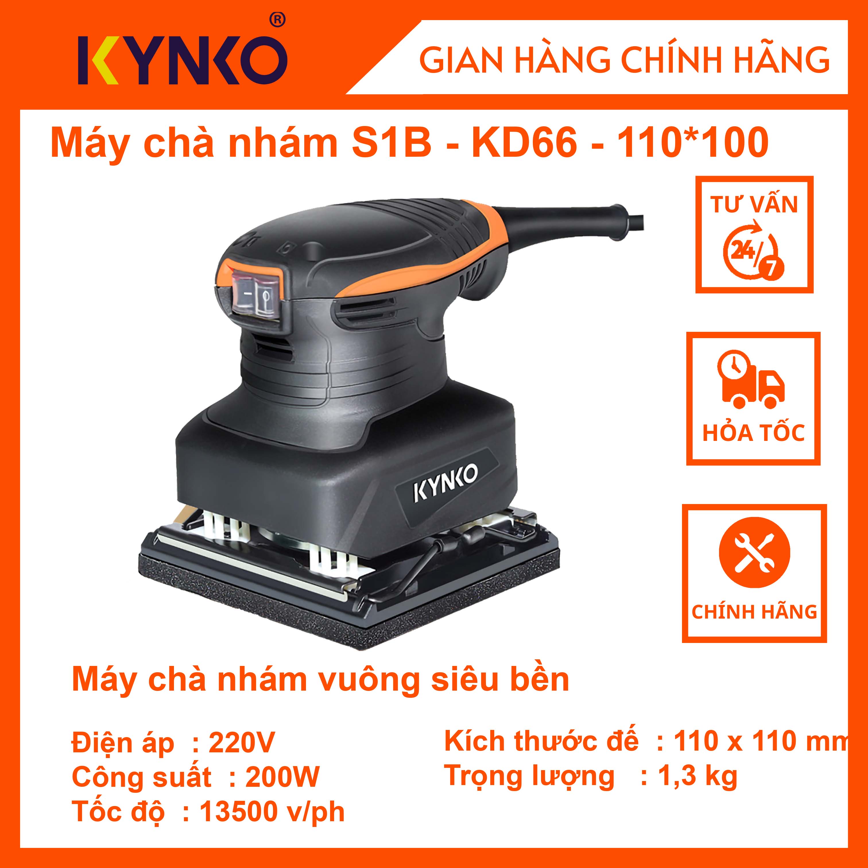 Máy chà nhám rung kynko S1B-KD66-110*1000 cầm tay chính hãng giá tốt #6661