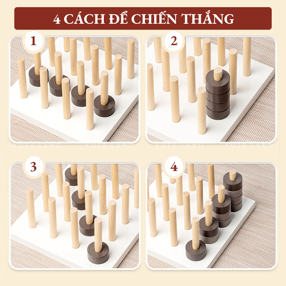 Bộ Trò Chơi Cờ Connect Four Bản Trụ Cột 3D 360 Độ Sáng Tạo Thử Thách IQ Đối Kháng 2 Vs 2 Trí Tuệ Board Game