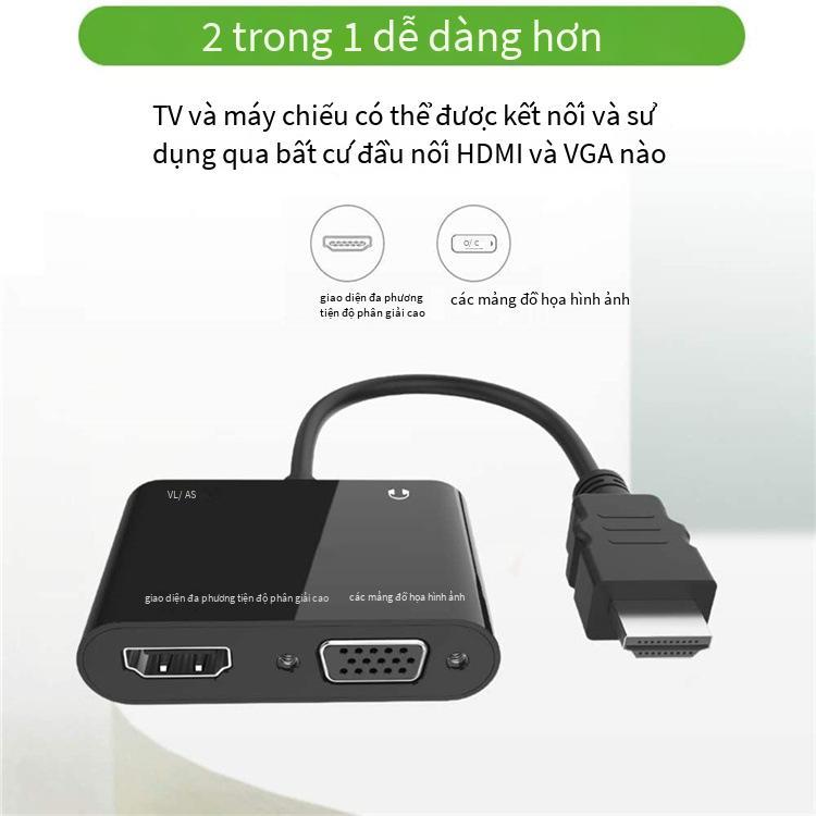 Bộ chuyển đổi video độ nét cao hai trong một HDMI sang HDMI + VGA phong cách mới nhất Màn hình đồng bộ hóa âm thanh và video máy chiếu TV