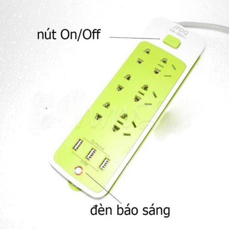 Ổ CẮM ĐIỆN CHỐNG GIẬT 6 LỖ VÀ 3 CỔNG CẮM USB ĐA NĂNG THÔNG MINH- Ổ ĐIỆN