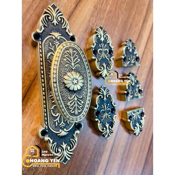 Bộ khoá Clemon đồng cửa gỗ, khoá ke môn đồng thau cửa đi GM