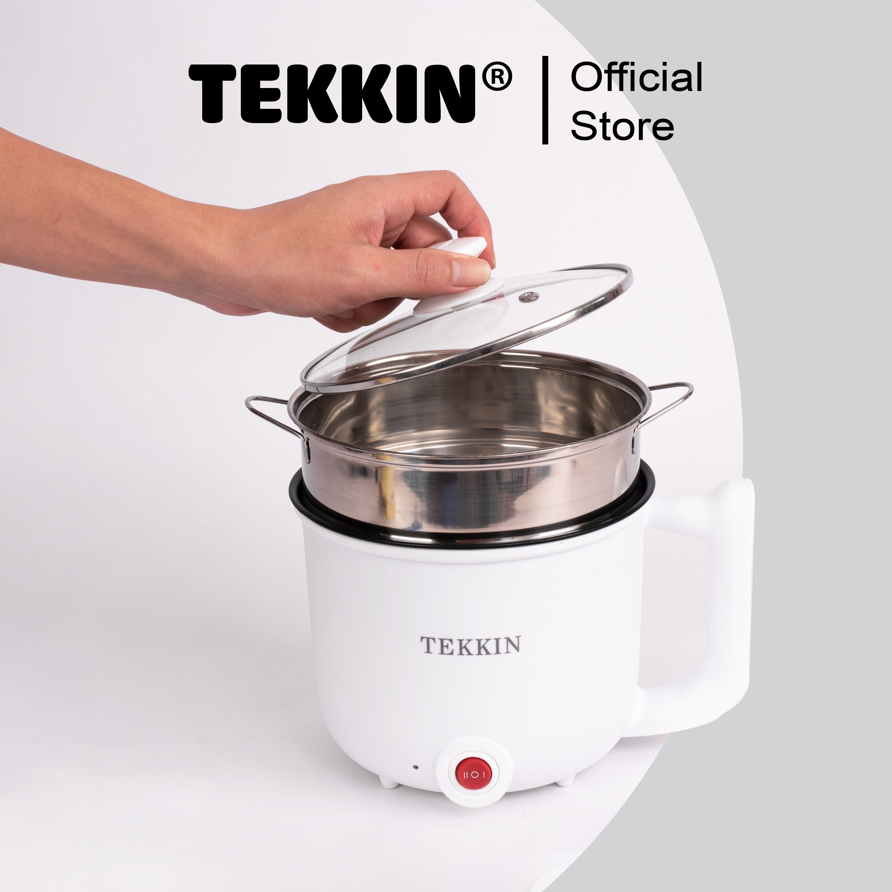 Nồi lẩu điện mini TEKKIN 1.8L 2 tầng đa năng tặng xửng hấp inox - hàng nhập khẩu