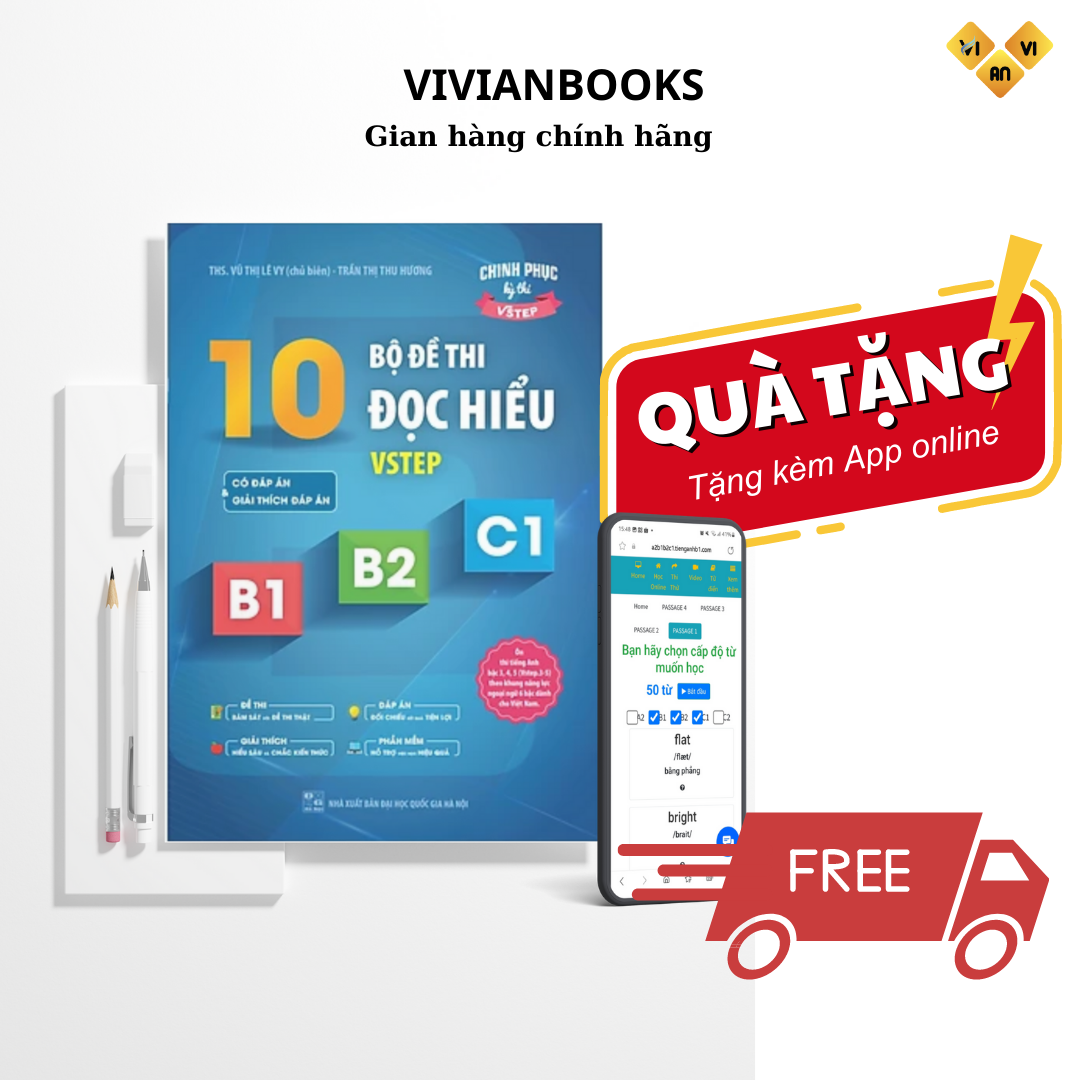 Sách 10 bộ đề thi Đọc hiểu Vstep B1-B2-C1 |Ôn thi TOEFL iBT reading, Vstep reading