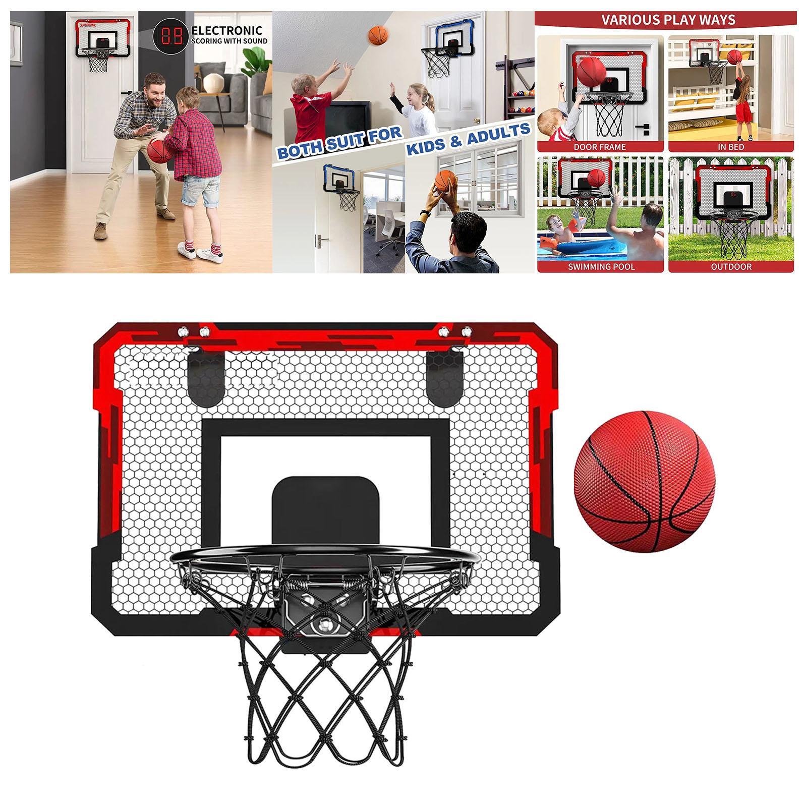 Basketball Hoop, Door Room Basketball Hoop Accessories Sports Game with Pump Basketball Toys, over The Door Mini Hoop for Indoor, Boys Girls