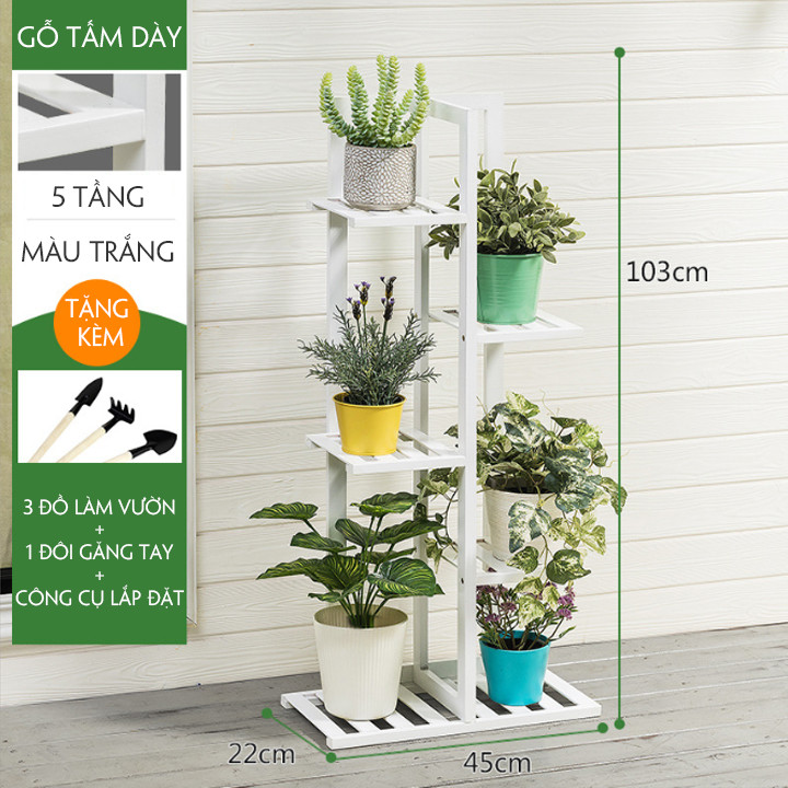 Kệ để cây cảnh, chậu hoa - Trắng - 5 tầng