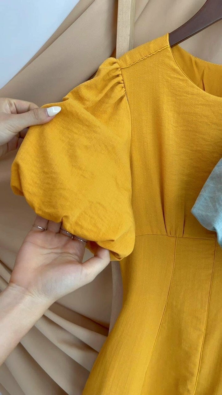 Đầm nữ tay phồng maxi tiểu thư - váy nữ thời trang