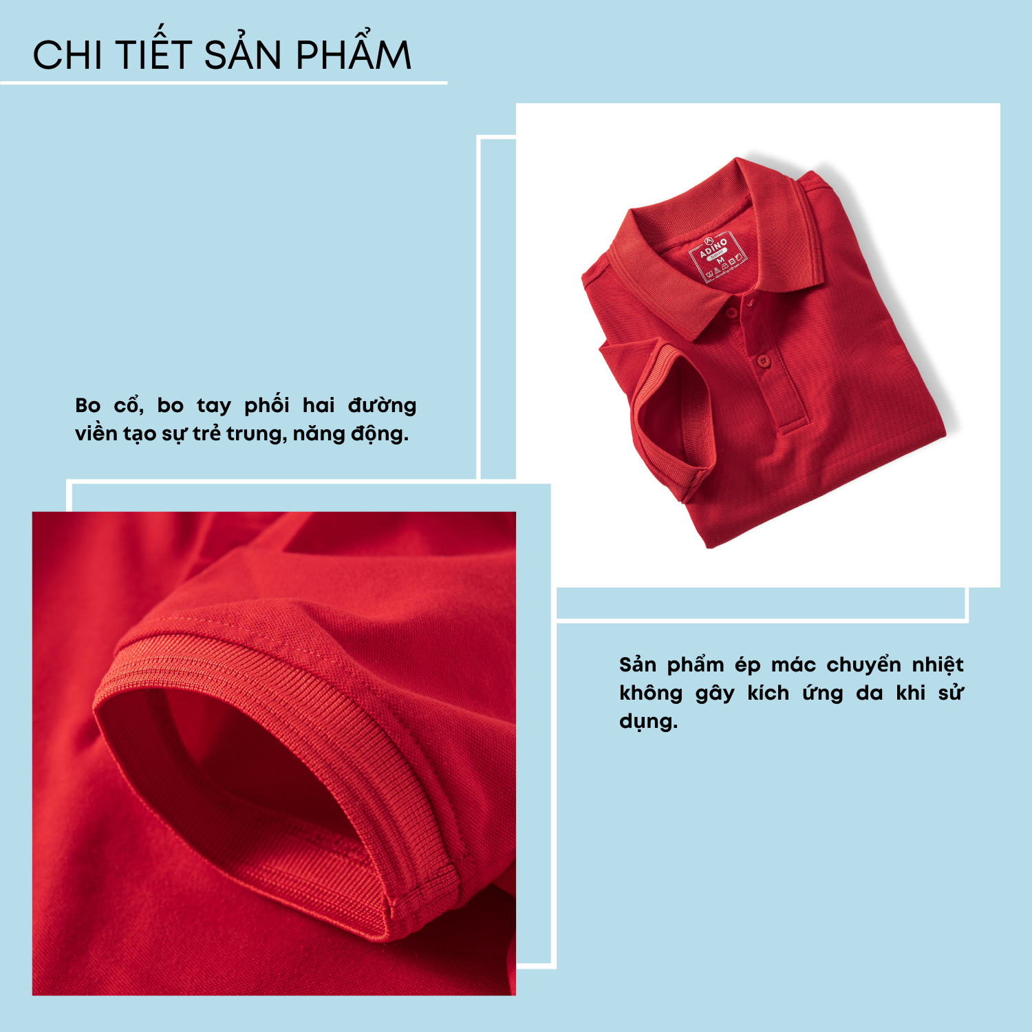 Hình ảnh Áo polo nam màu đỏ phối viền chìm ADINO vải cotton polyester mềm dáng slimfit công sở trẻ trung năng động AP84