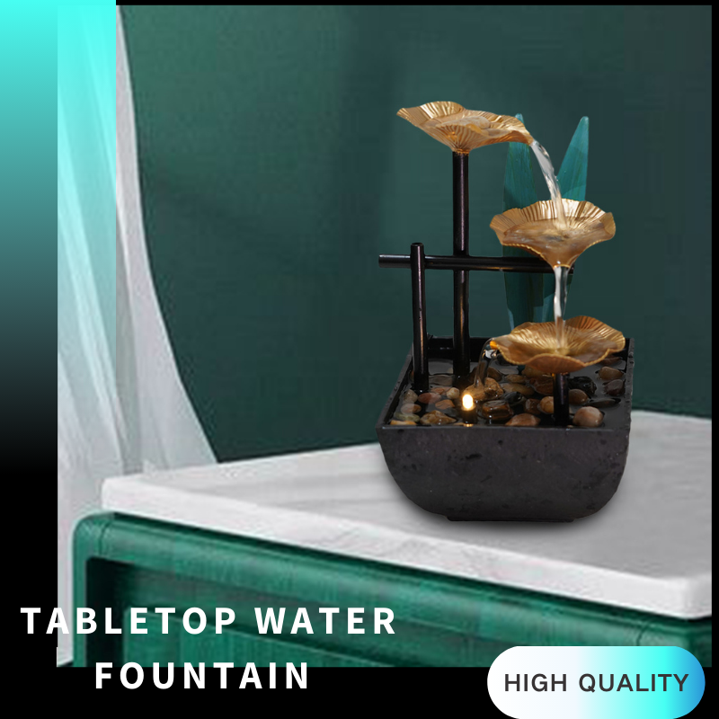 Relaxation Tabletop Water Fountain Indoor Garden Zen Desktop Waterfall Decor