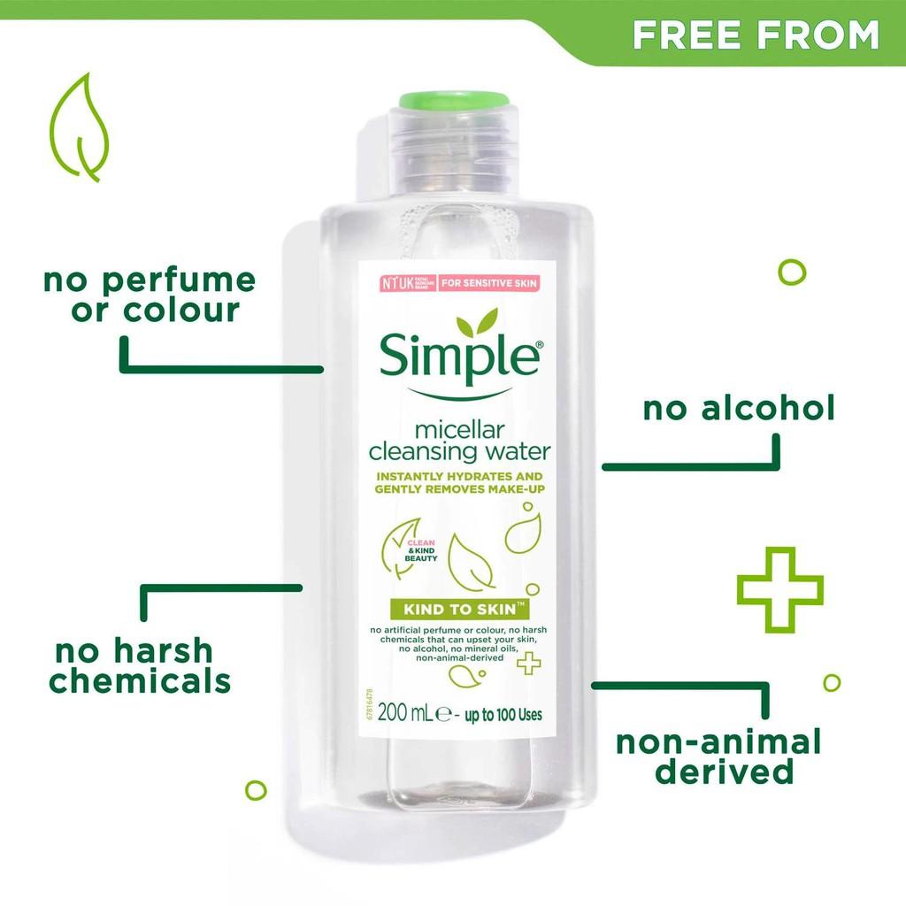 Nước Tẩy Trang Simple Dịu Nhẹ Kind To Skin Micellar Water 200ml