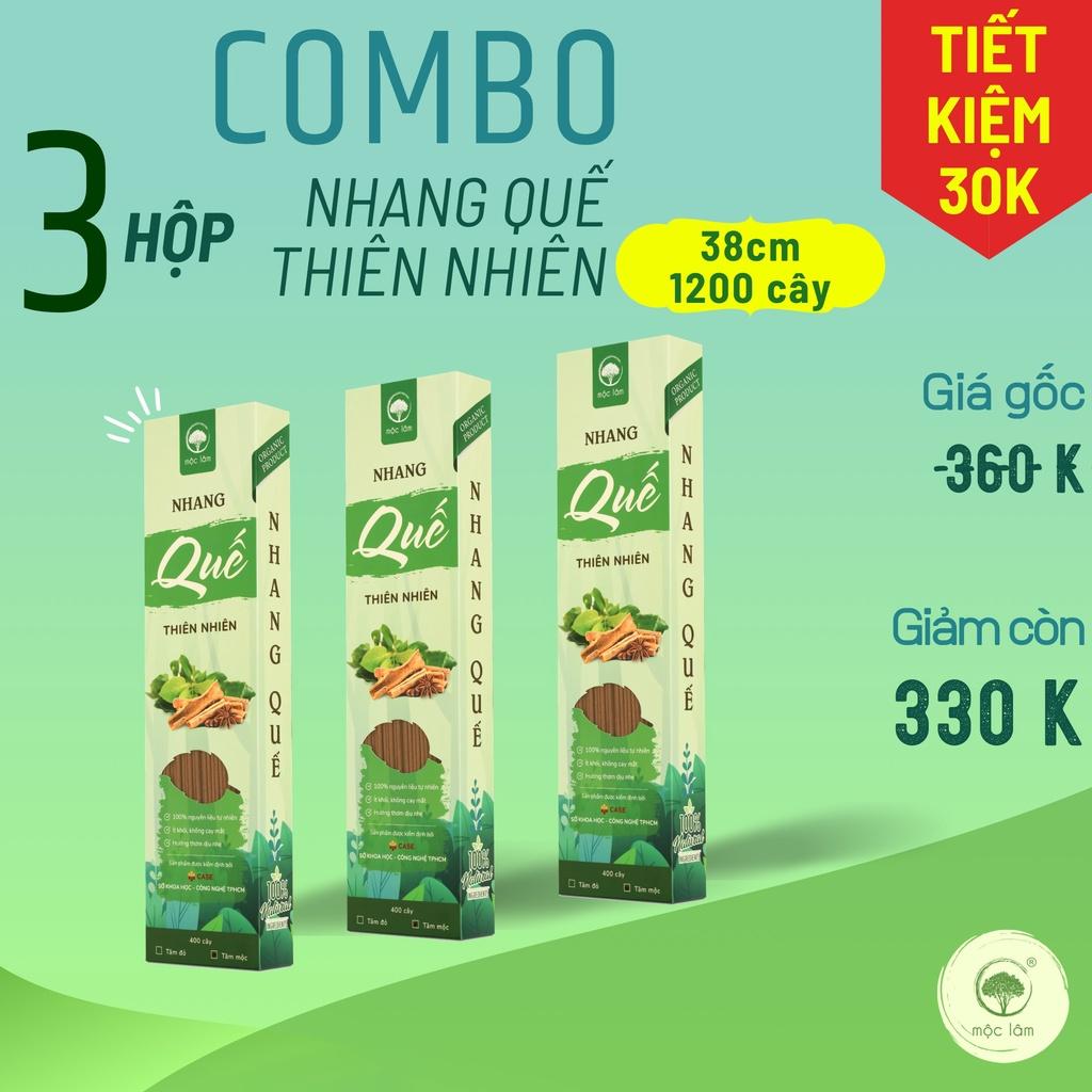 [COMBO 3HỘP] Nhang Quế Thiên Nhiên 1200cây 38cm - TIẾT KIỆM 30K - Nhang Sạch - Ít khói - MỘC LÂM