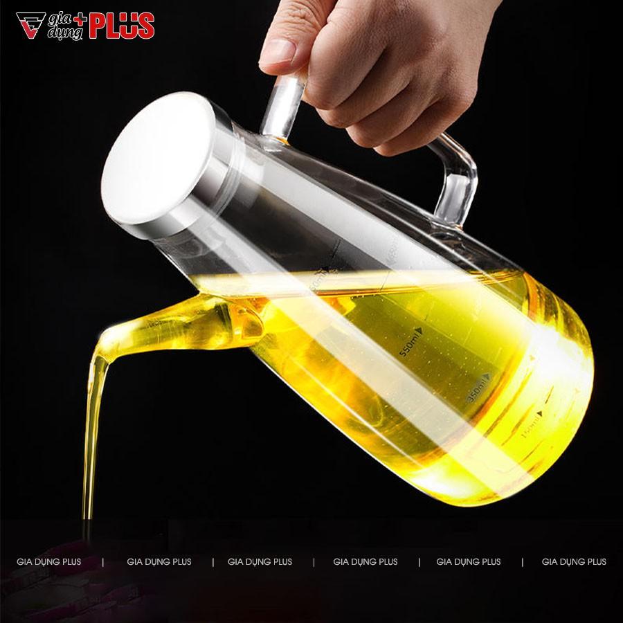 Bình dầu ăn, nước mắm lớn 750ml - thuỷ tinh borosilicate, có tay cầm & đế cao su cao cấp chống vỡ