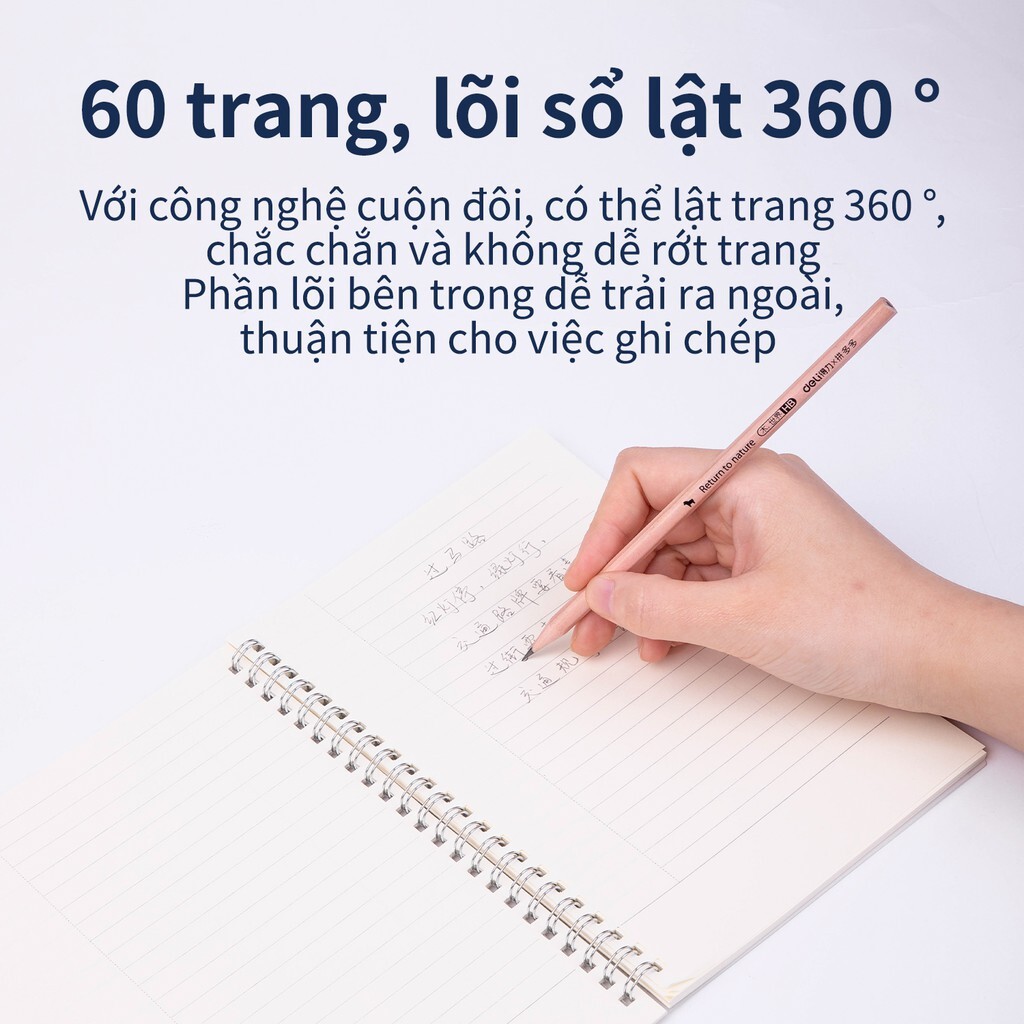 Sổ tay ghi chép A5 lò xo 60 trang bìa nhựa Nusign - Giấy kẻ ngang / Kẻ ô vuông - 1 quyển - LPA560