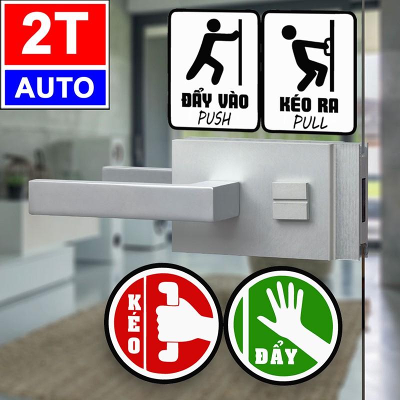 BỘ 2 LOGO STICKER TEM ĐẨY VÀO- KÉO RA DÁN CỬA, PUSH PULL GẮN CỬA, BIỂN KÉO ĐẨY