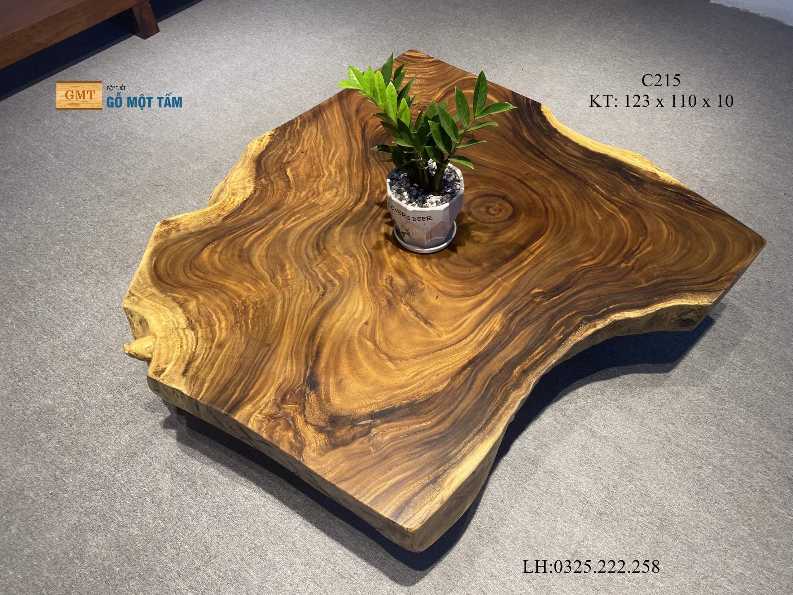 Bàn Sofa Gỗ Me Tây, Bàn Sân Vườn Gỗ Me Tây, Bàn Gỗ Me Tây Nguyên Tấm Dài 1,23m Rộng 1,1m Dày 10cm