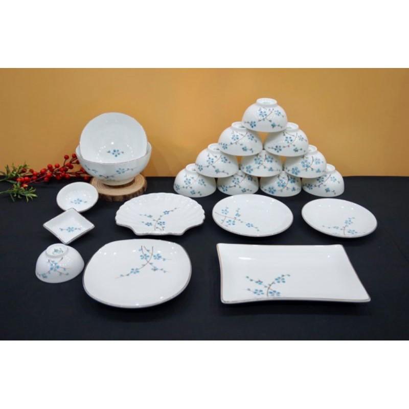 BỘ BÁT ĐĨA TUYẾT MAI XANH CÁC KIỂU DÁNG