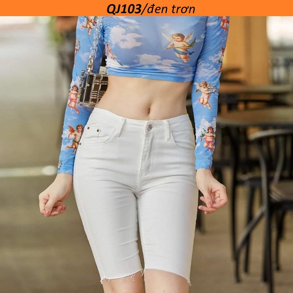 Quần ngố jean trắng đen QJ103