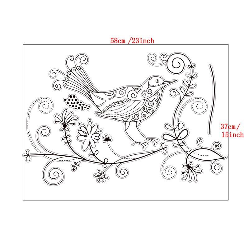 Decal trang trí tường / Kính Cao cấp - Chim hoa văn tinh tế