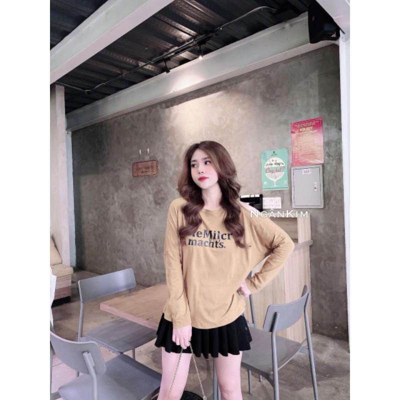 Áo đũi giấy hở 1 vai in chữ