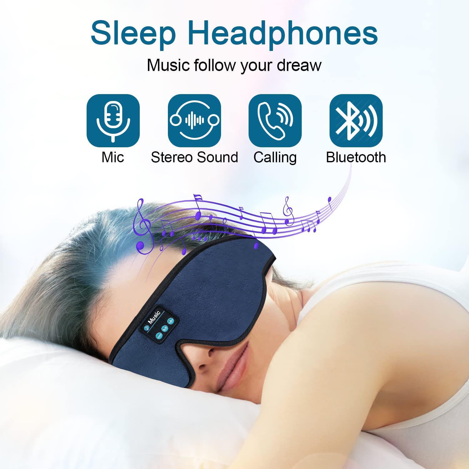 Tai nghe giấc ngủ 3D Bluetooth 5.0 Bang không dây Đồ trang trí mặt nạ thoáng khí cho mắt để ngủ ở phía quà tặng
