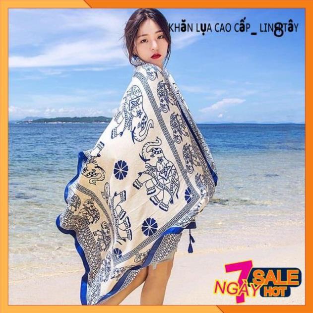 Khăn Boho Khăn Choàng Nữ Đi Biển Chống Nắng Khăn Thổ Cẩm Khăn Lụa Du Lịch Hình Lạ Cao Cấp Linh Tây 180*90