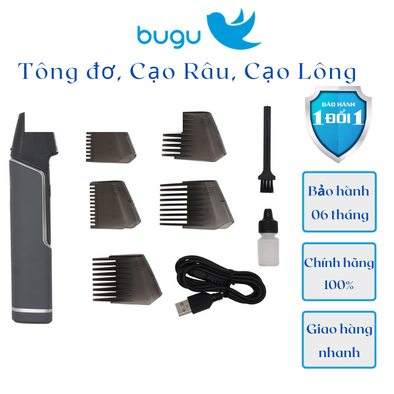 Tông Đơ Cắt Tóc Cạo Râu Cạo Lông Toàn Thân Bugu Stardom SD-8089 Tạo Hình Nhiều Kiểu Râu Tóc Chuyên Nghiệp Pin Li-Ion Sạc USB