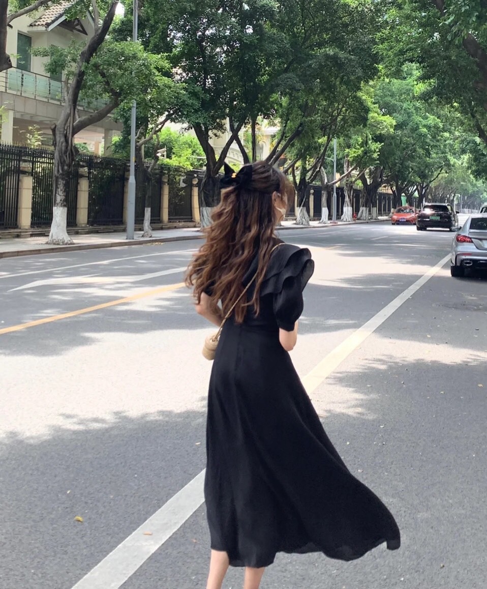 Đầm maxi tơ cổ bèo ulzzang hàn quốc