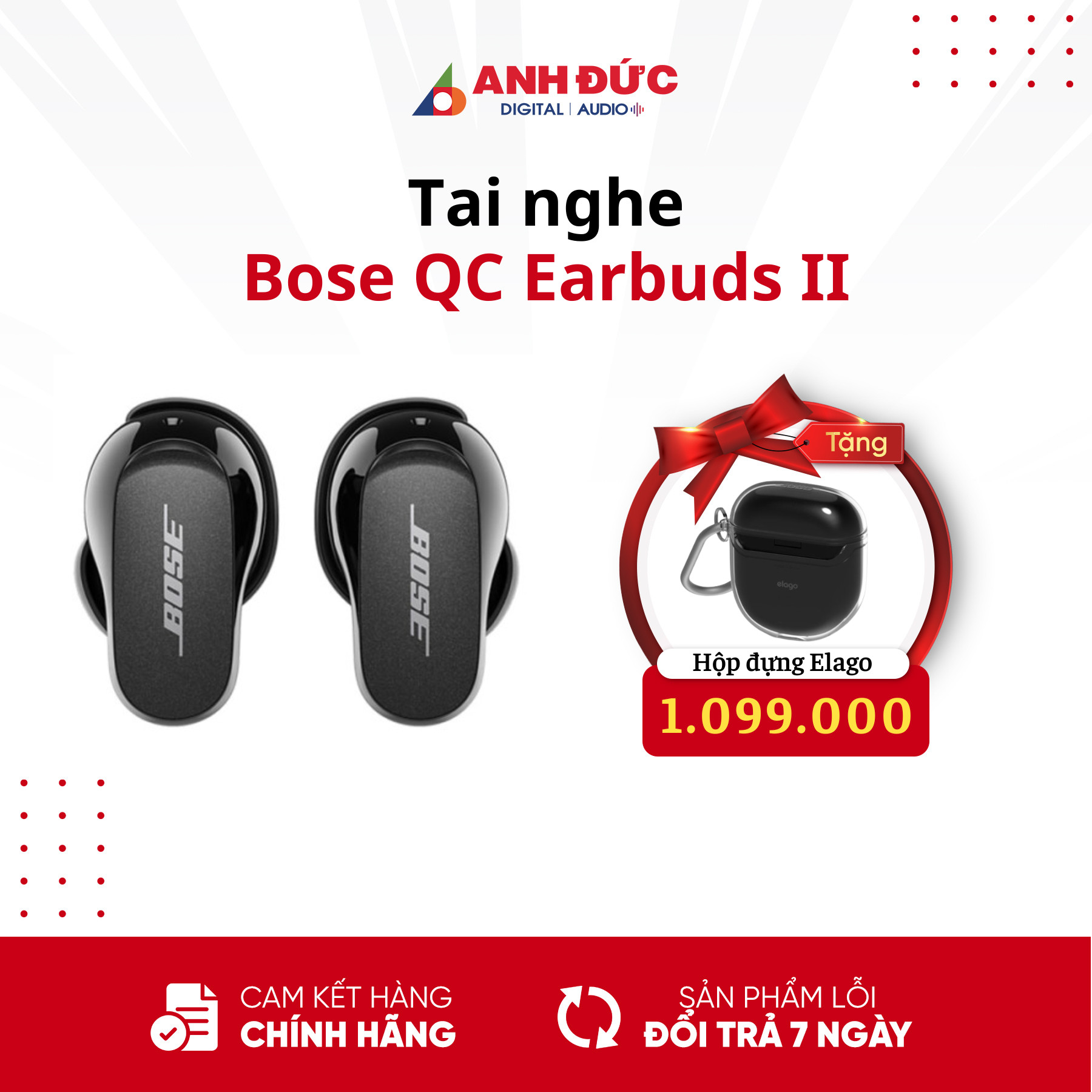 Tai nghe True Wireless Bose QuietComfort Earbuds II - Chống Ồn Chủ Động ANC - Hàng Chính Hãng