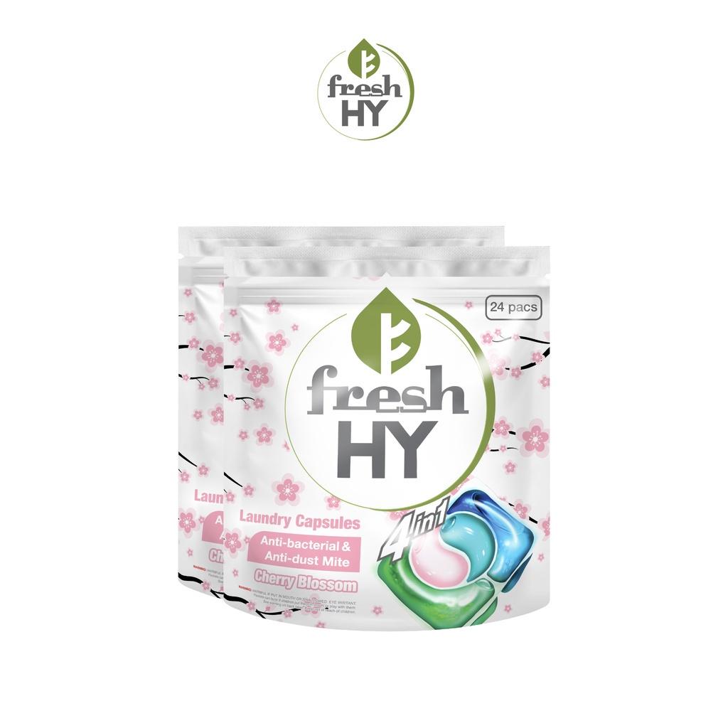 Combo 2 Túi Viên Giặt Xả Tiện Lợi 4 trong 1 Fresh Hy Hương Hoa Công Nghệ Nhật Bản (24 Viên/ Túi)