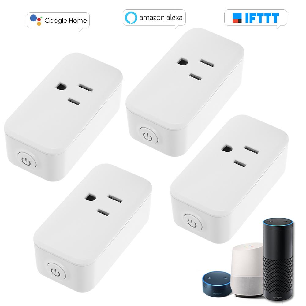 Mini WIFI Smart Socket Compact Size Rectangle Style with Bulgy On/Off Button Smart Alexa Outlet Support APP Remote Control Timing Function Voice Control for Amazon Alexa for Google Home/Nest IFTTT No Hub Required Smart Home Plug