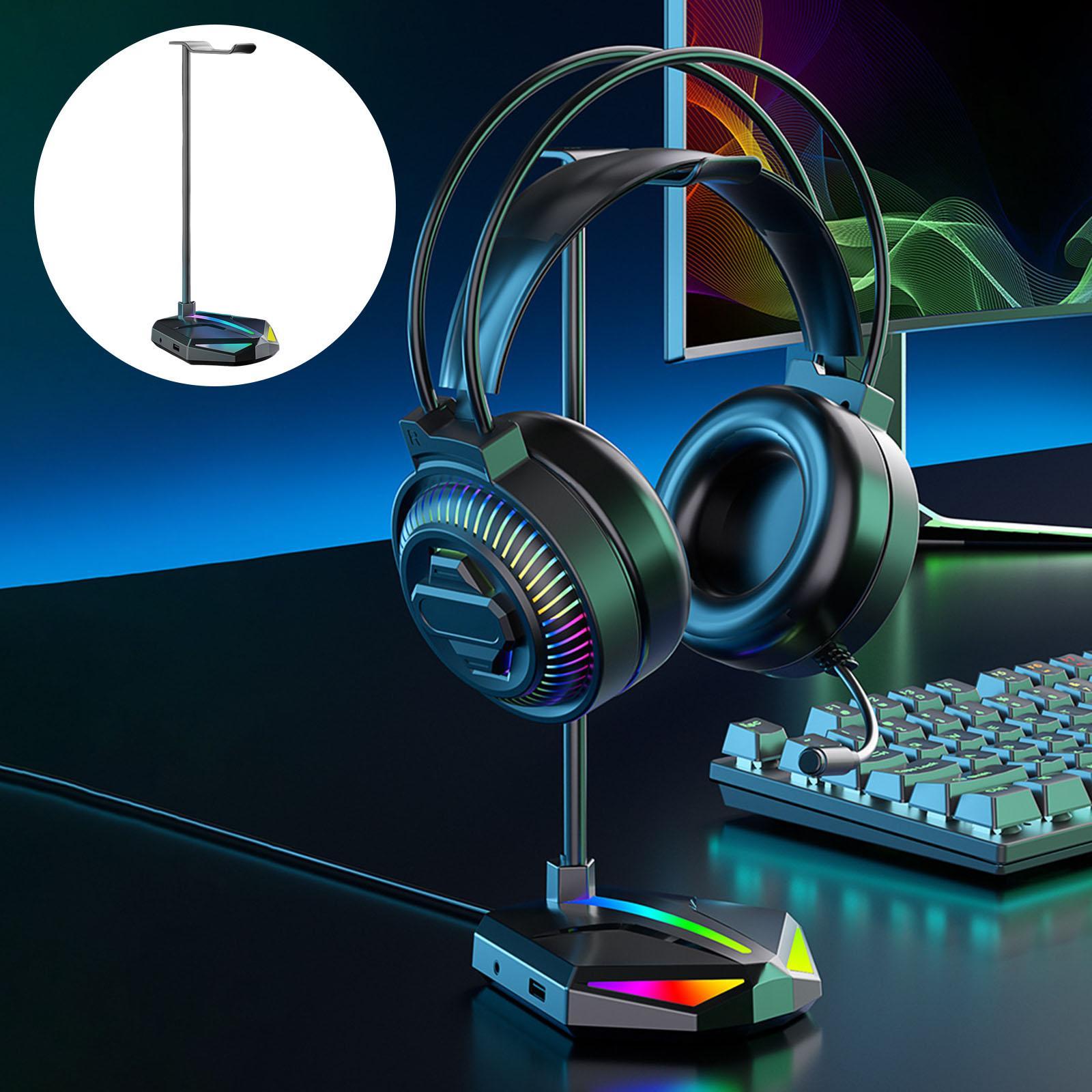 Gaming Headphone Wired 7-LED with Microphone for Computer Black USB