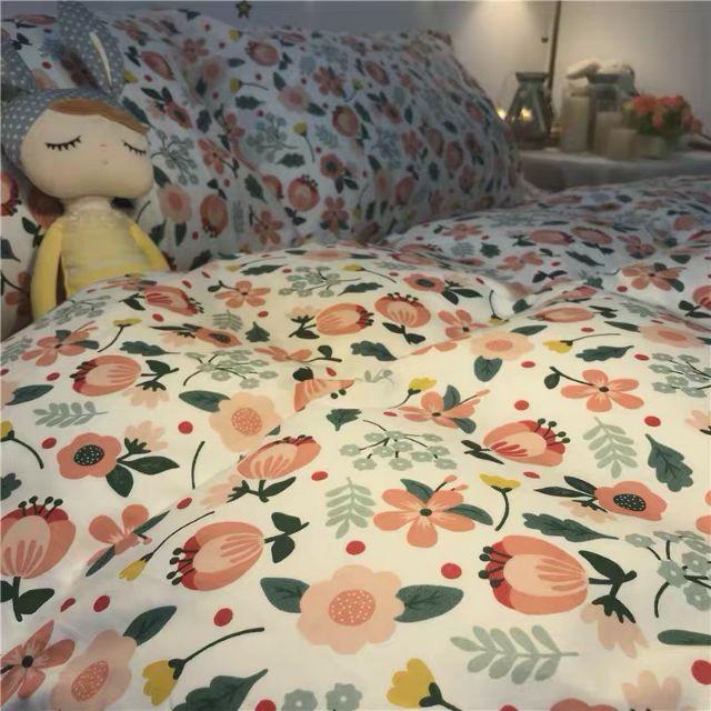 Bộ Chăn Ga Gối Hoa Lựu Cotton Poly