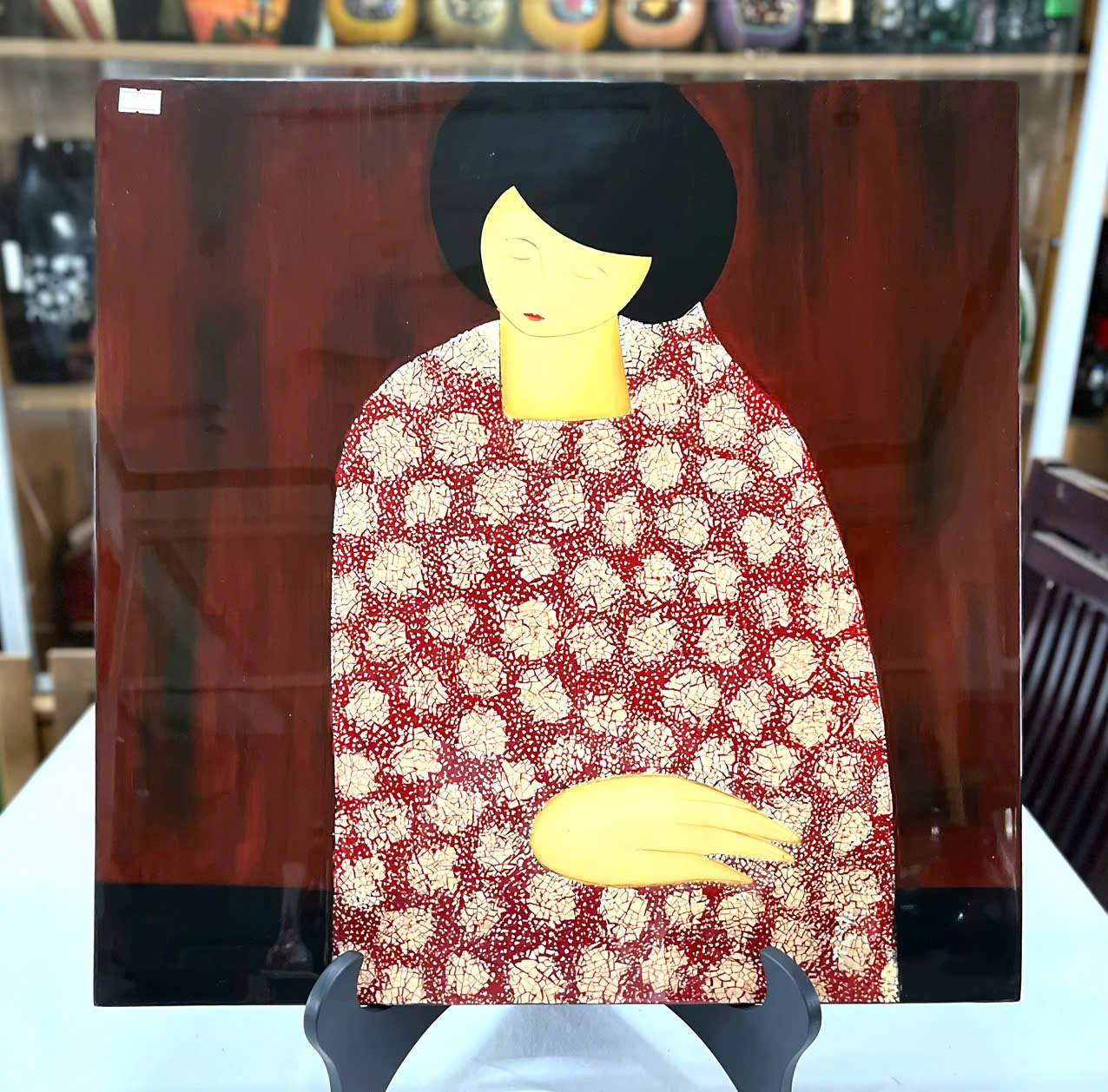 Tranh Sơn Mài – Cô Gái Nhật – Cẩn Trứng – Size 48.5x48.5 cm