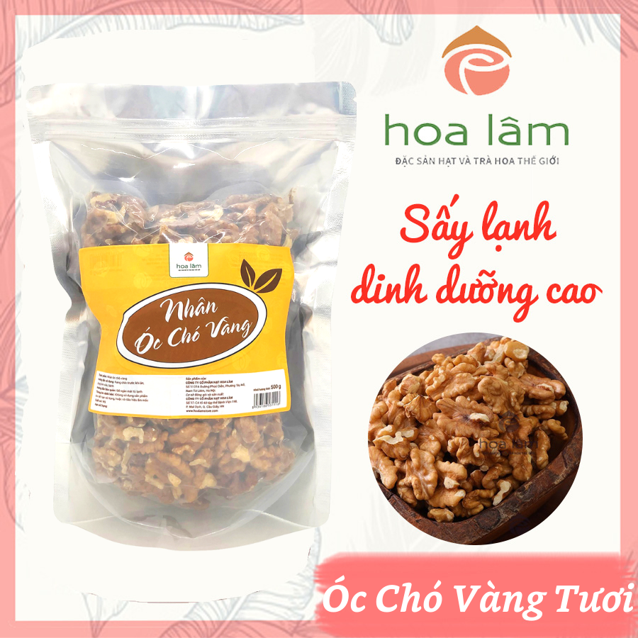 Nhân hạt óc chó vàng Chandler tươi Hoa Lâm, nhân hạt óc chó dinh dưỡng, tốt cho tim mạch và não bộ, nguyên liệu làm sữa hạt 500gr