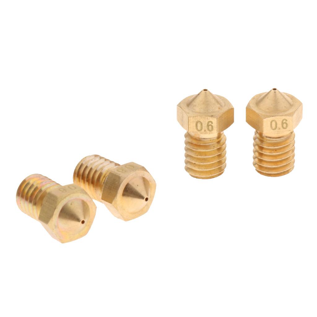 4x 0.6mm Extruder Brass Nozzle Print Head for 1.75mm 3D Printers Accessories