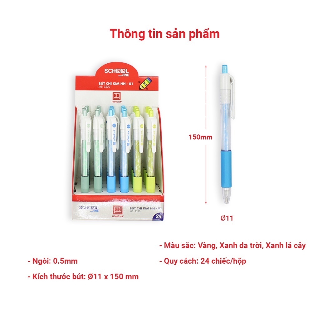 Bút Chì Kim Bấm Học Sinh HH Ngòi 0.5mm Có Đệm Tay Bảo Vệ Dùng Cho Học Sinh - 3520