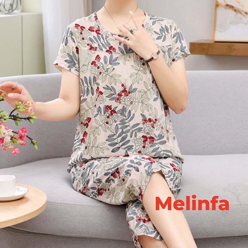 Bộ đồ ngủ nữ, bộ mặc nhà áo ngắn tay, quần lửng cotton lanh mặc mùa hè thoáng mát nhiều màu, bộ lanh lửng nữ mã VABD0113