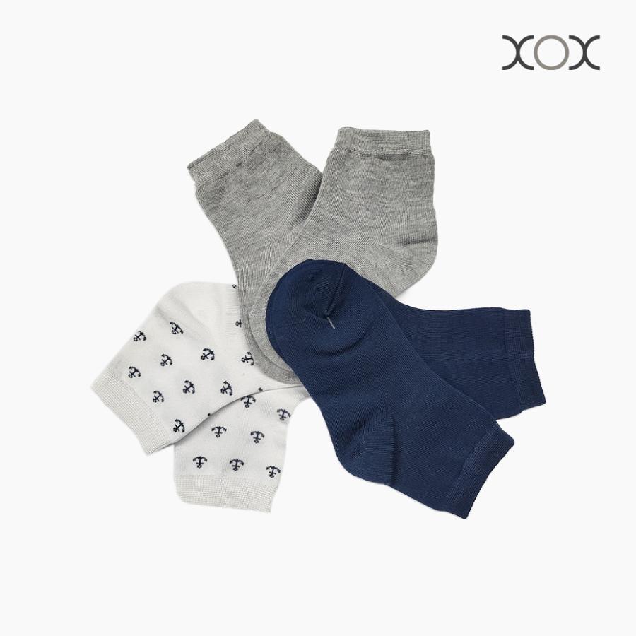 Combo 03 Vớ Trẻ Em Cổ Ngắn XOX Size 3-6Y (Navy, Xám, Mỏ Neo)