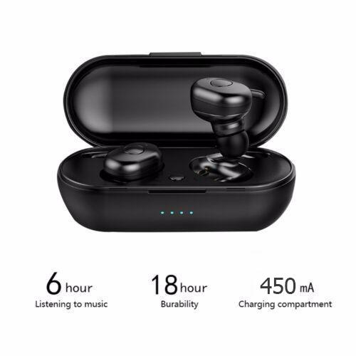 Tai Nghe VINETTEAM Bluetooth 5.0(Tai Nghe Không Dây) F1 Chống Nước ,Chống ồn ,Tự Động Kết Nối , Nhỏ gọn , Âm Thanh 8.0 HD Tích Hợp Hộp Sạc 450 mAh Màu Đen-Hàng Chính Hãng