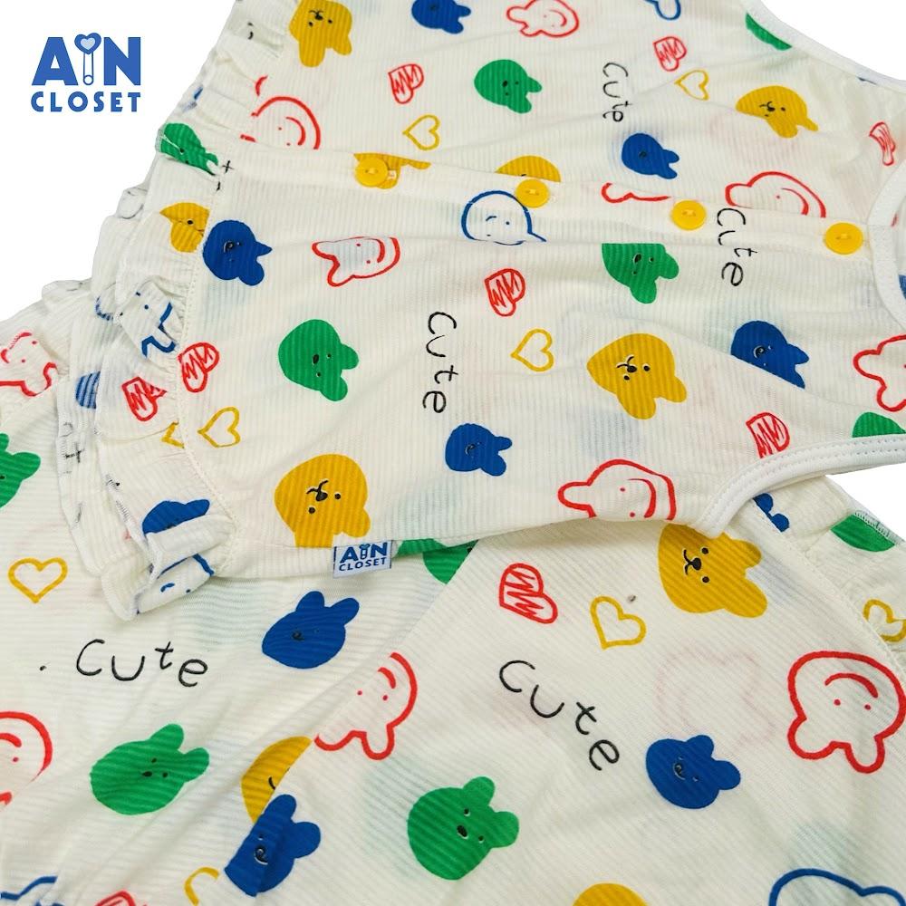 Bộ quần áo Ngắn bé gái họa tiết Gấu Cute thun giấy - AICDBGT83SOI - AIN Closet