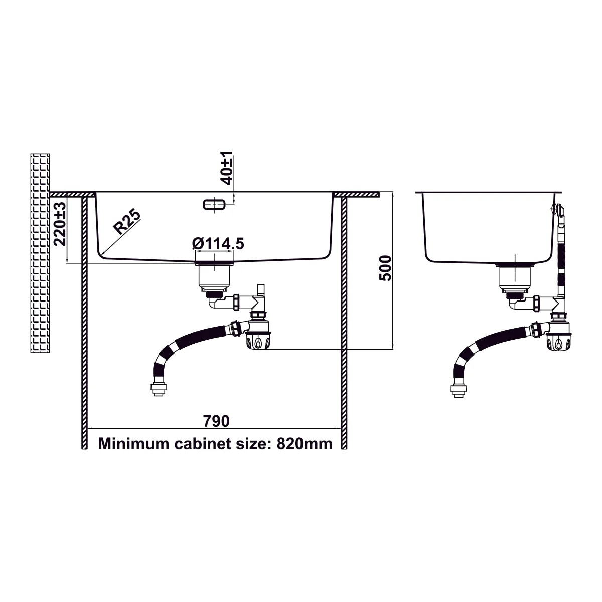 Chậu bếp Inox Hafele Satin R25 HS24-SSN1S-760 - 567.24.407
