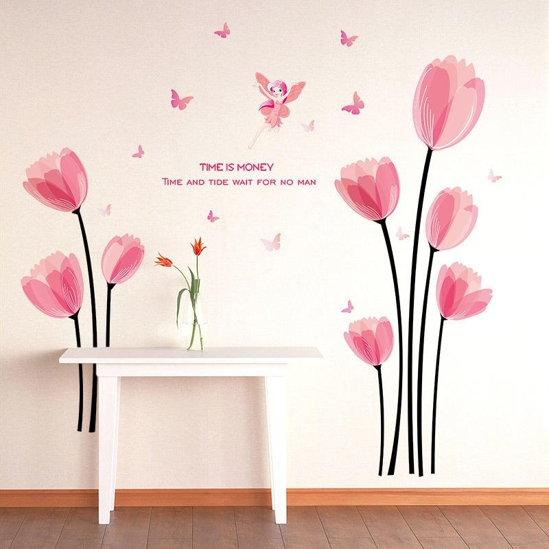 DECAL DÁN TƯỜNG HOA TULIP HỒNG