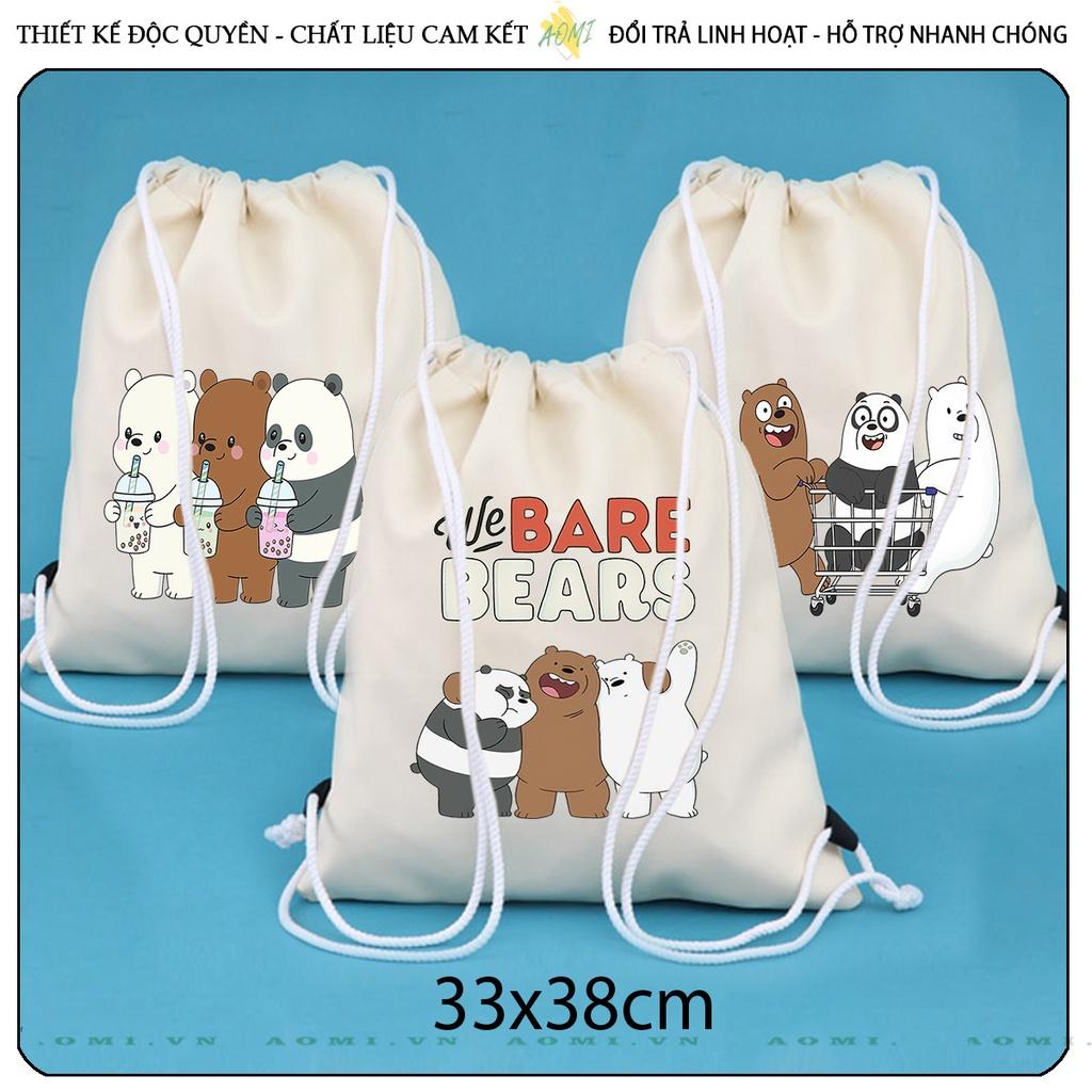 BALO MINI GẤU TRÀ SỮA AOMIVN DÂY RÚT NHỎ XINH UNISEX CHẤT CANVAS THỜI TRANG CUTE XINH ĐẸP TIỆN ÍCH