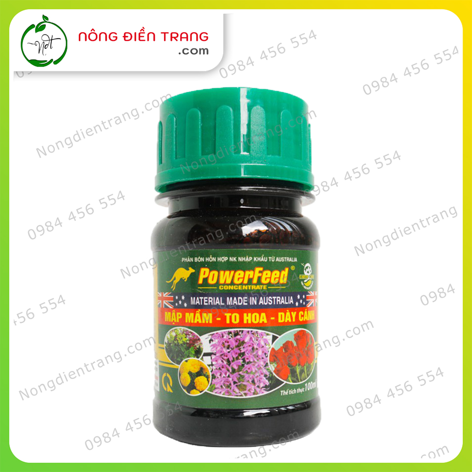 Phân Bón Lá Đạm Cá POWERFEED Nhập Khẩu Úc - Chai 100ml - Mập Mầm, To Hoa, Dày Cánh VTNN Nông Điền Trang