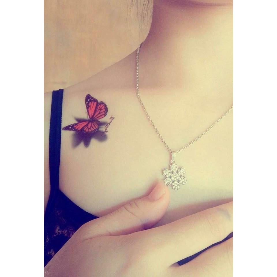 Hình xăm dán bướm xuân tattoo mini 10x6cm