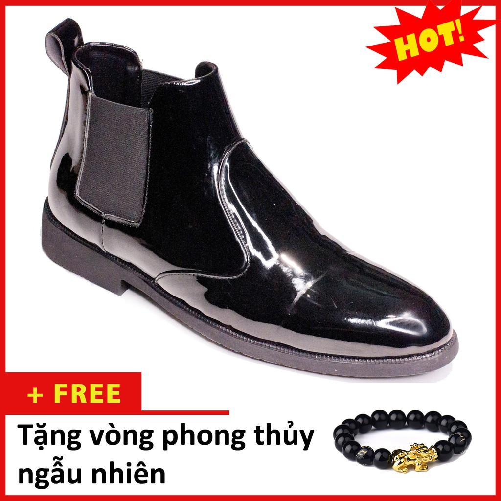 Giày Boot Nam Cổ Chun Da Bóng Màu Đen Sang Trọng Và Phong Cách - CB520-BONGCHUN (PT)