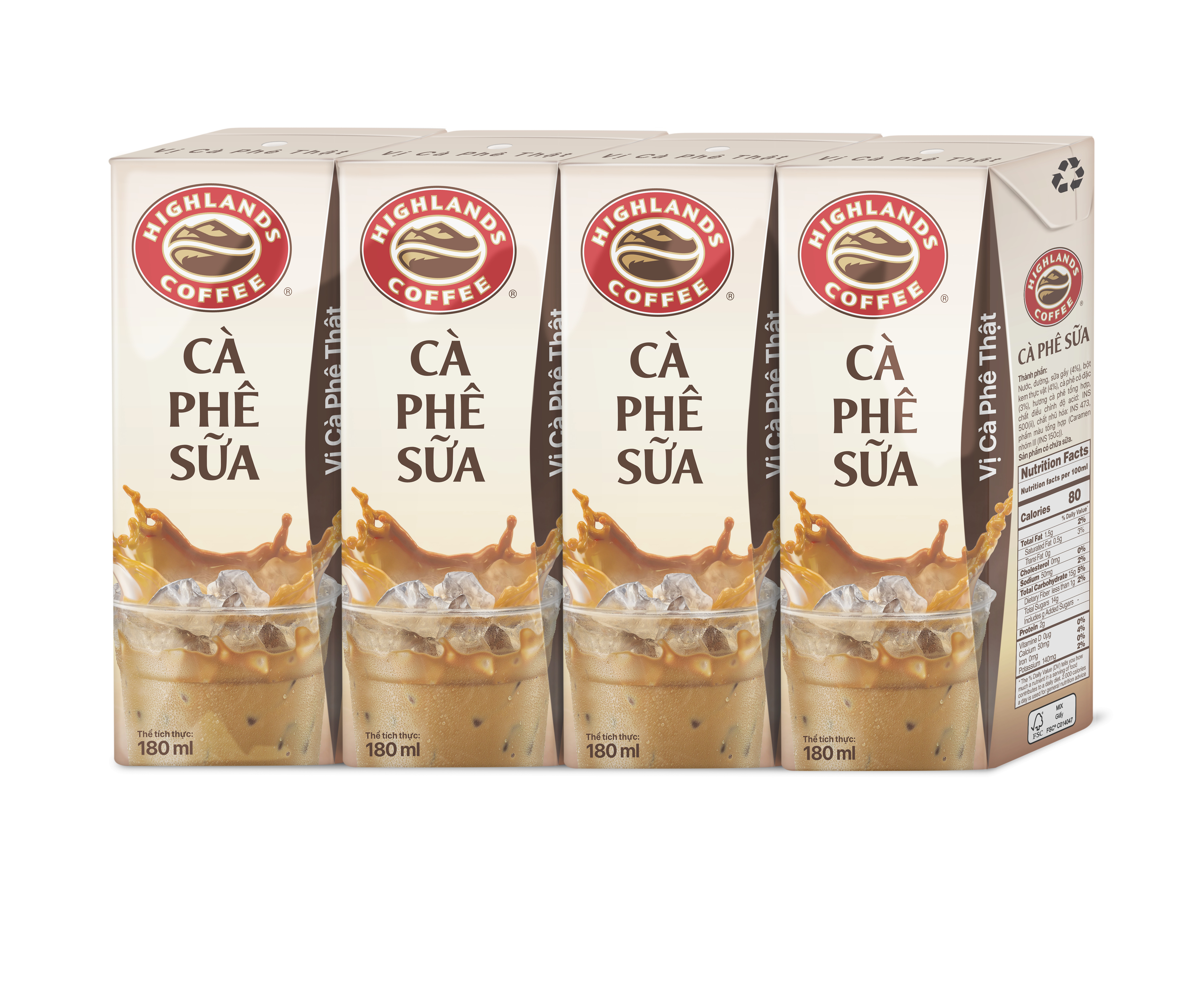 Thùng 48 hộp Cà phê Sữa Highlands Coffee Tetra pack (180ml /hộp)