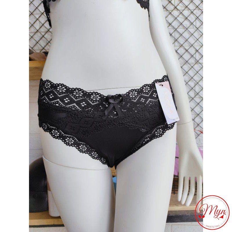 QUẦN LÓT LỤA PHỐI CẠP CHÉO REN ĐÍNH NƠ MẪU MỚI 1720