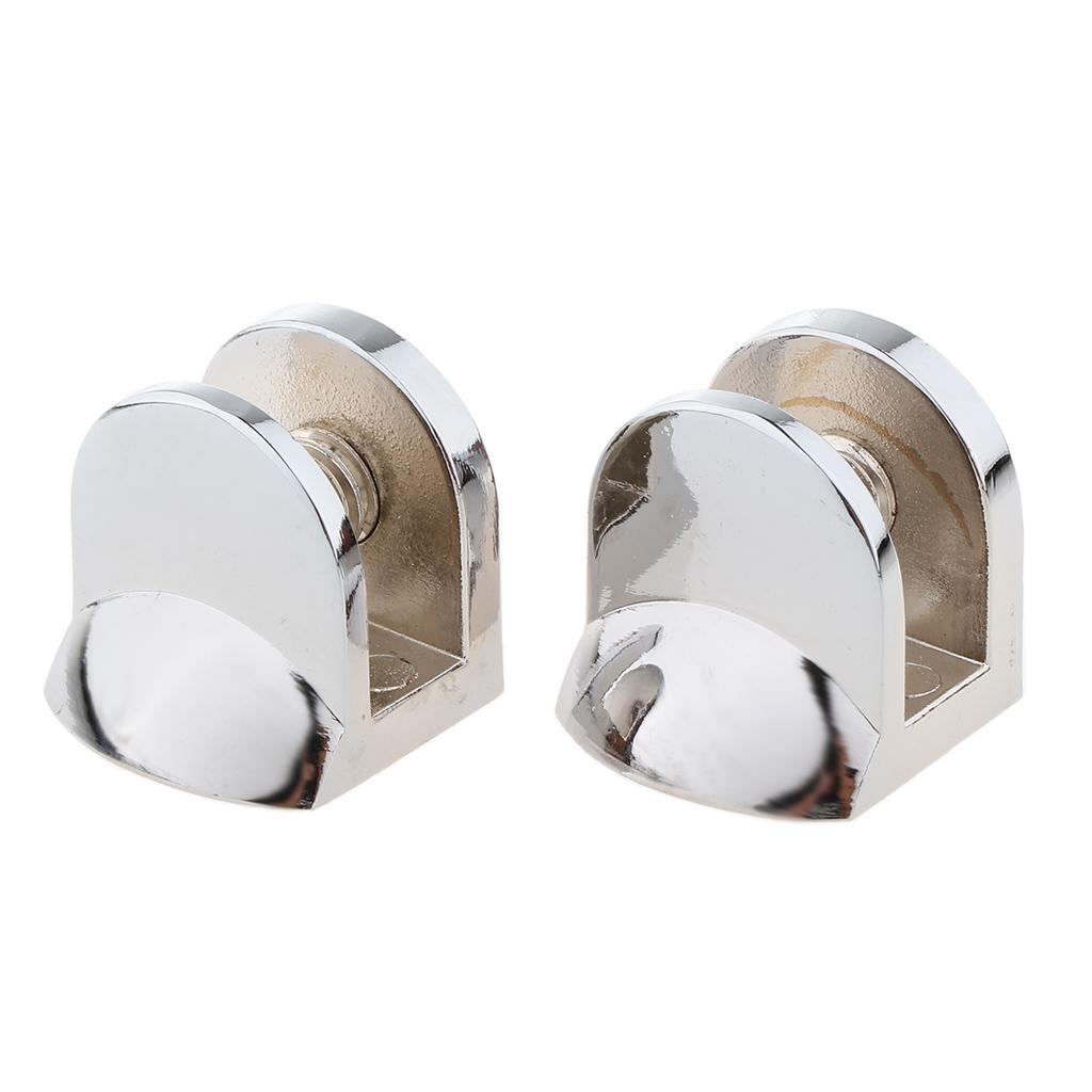 2pcs Fish Mouth Shape Adjustable Glass Clamp Shelf Support Brackets for Bathroom Office Seat Isolation