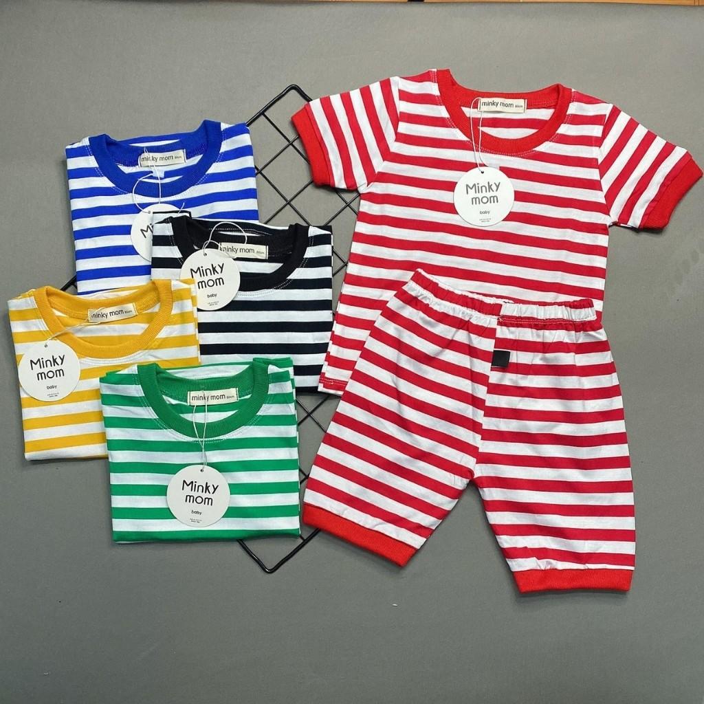 Bộ Cộc Tay Cho Bé Bộ Minky Mom Cộc Tay Cho Bé Trai Với Các đường kẻ Sọc rất đáng yêu. ...